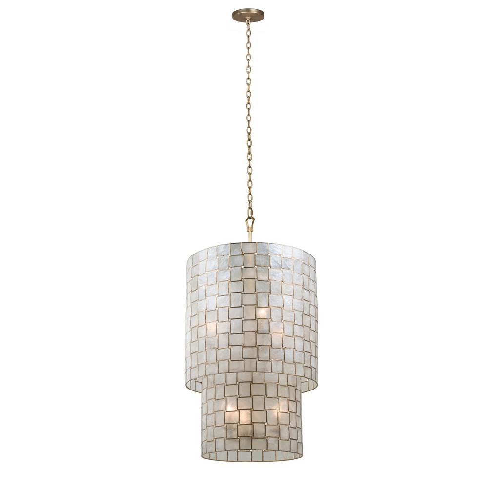 Kalco Lighting Roxy 21-in 6 Light Socket Oxidized Gold Leaf Pendant