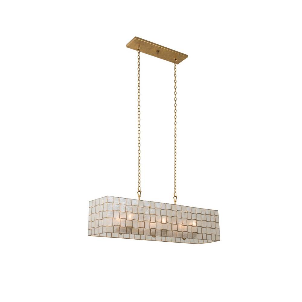 Kalco Lighting Roxy 42-in 6 Light Socket Oxidized Gold Leaf Linear Pendant