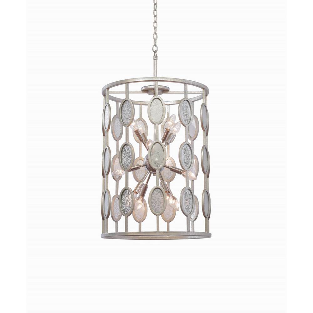 Kalco Lighting Palomar 19-in 12 Light Socket Vintage Silver Leaf Pendant