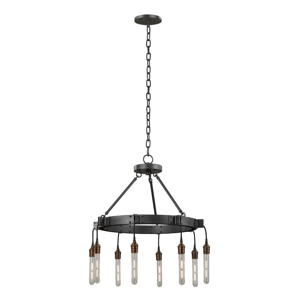 Kalco Lighting Stuyvesant 24-in 8 Light Socket Matte Gun Metal Chandelier