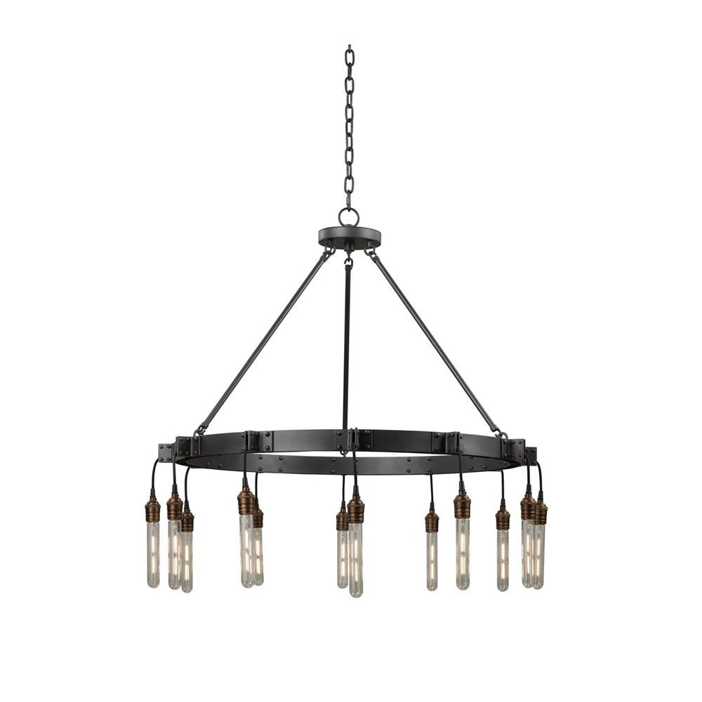 Kalco Lighting Stuyvesant 36-in 12 Light Socket Matte Gun Metal Chandelier