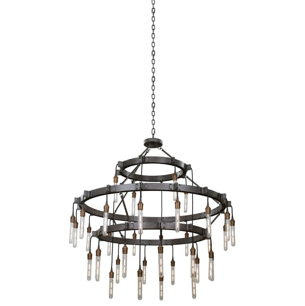 Kalco Lighting Stuyvesant 48-in 36 Light Socket Matte Gun Metal Tiered Chandelier