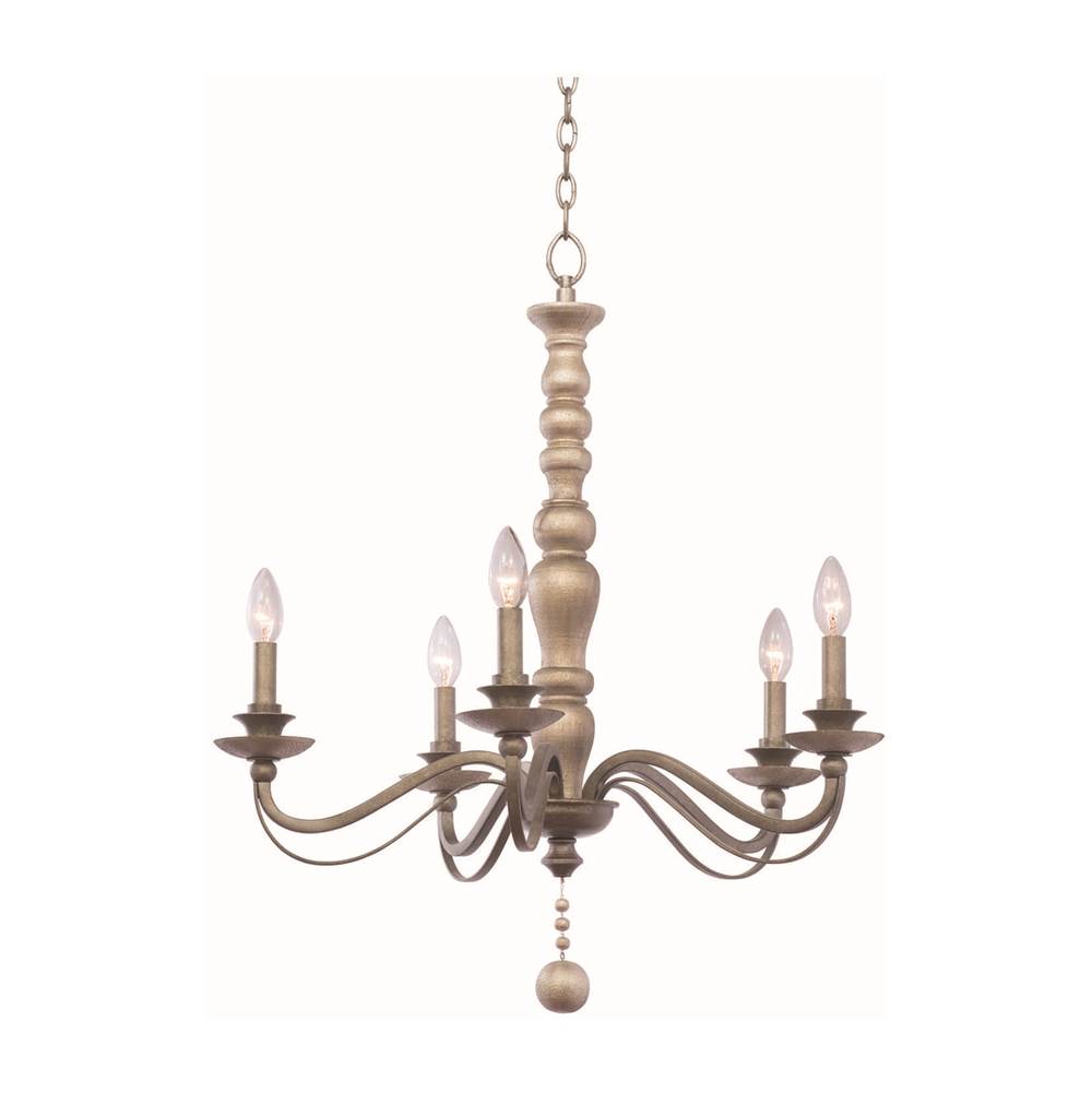 Kalco Lighting Colony 27-in 5 Light Socket Dune Silver Chandelier