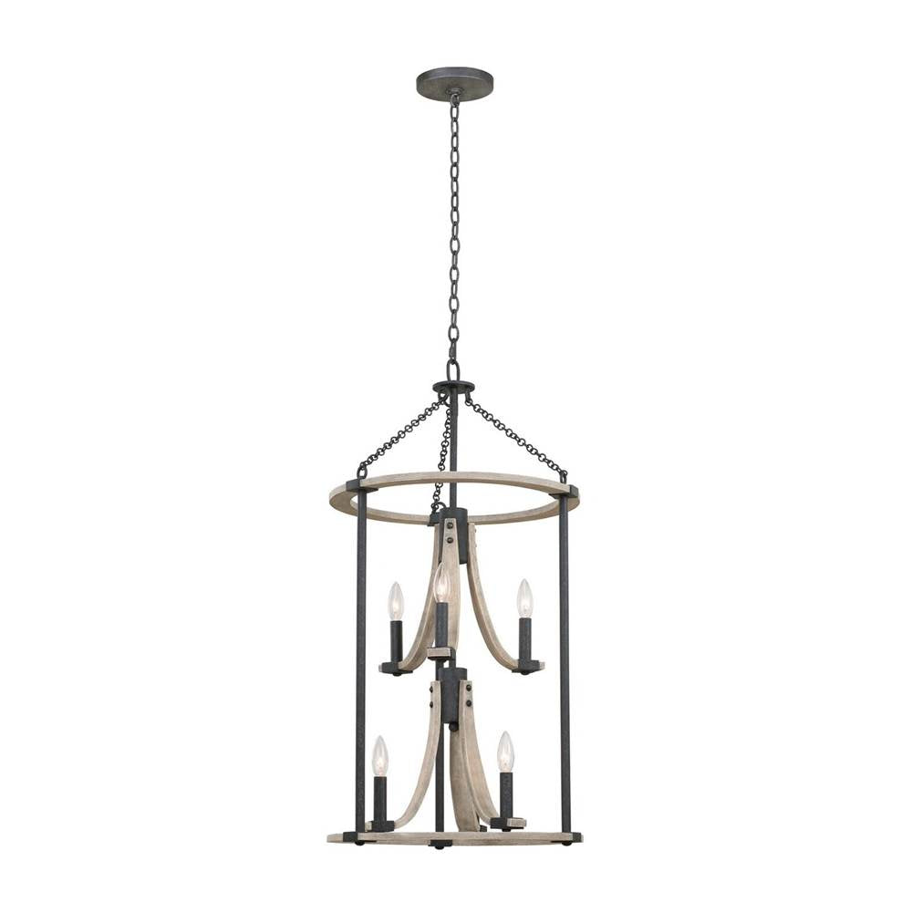 Kalco Lighting Middleton 18-in 6 Light Socket Natural Iron Tiered Chandelier