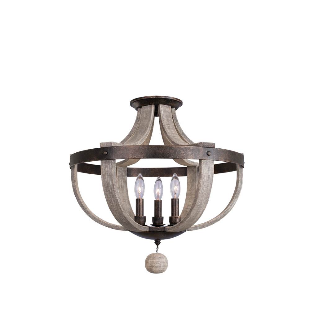 Kalco Lighting Harper 20-in 3 Light Socket Florence Gold Semi-flush Mount