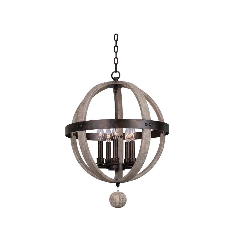 Kalco Lighting Harper 19-in 5 Light Socket Florence Gold Pendant