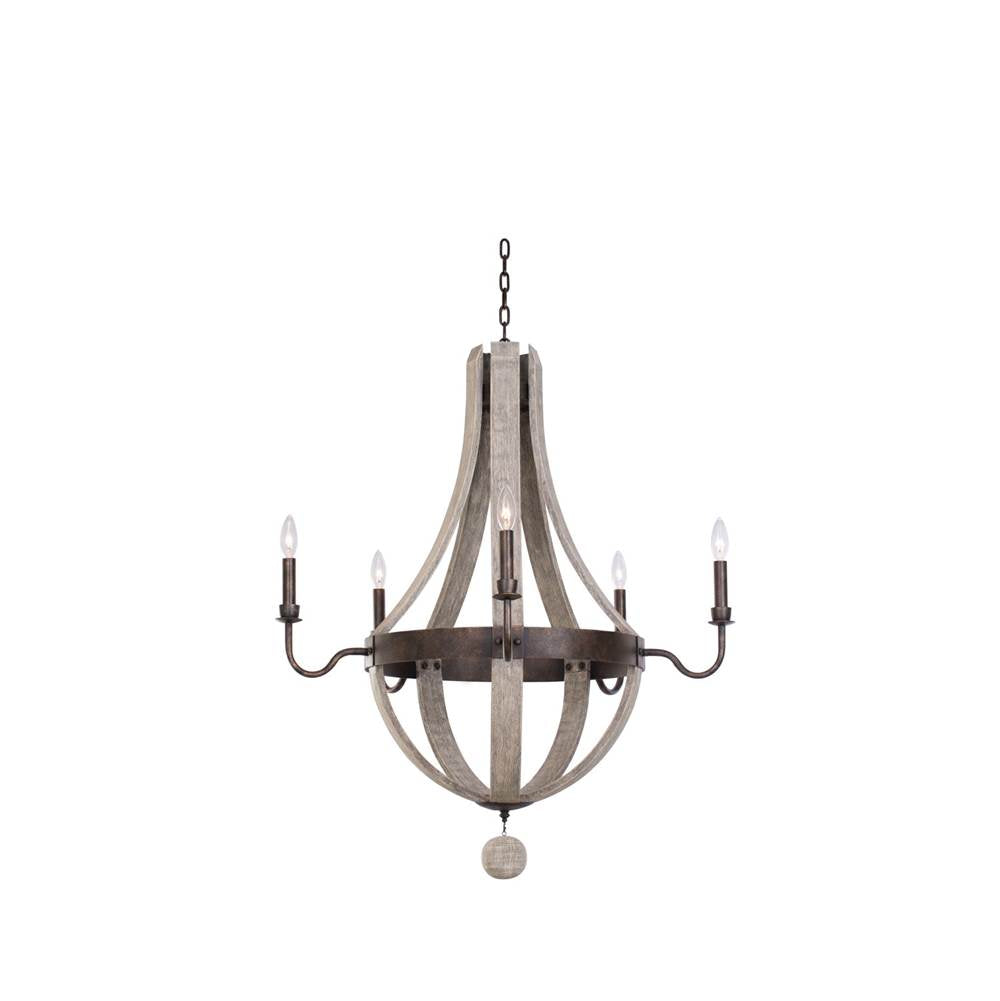 Kalco Lighting 506870FG Florence Gold Harper 32-in 5 Light Socket Florence Gold Chandelier Image 1