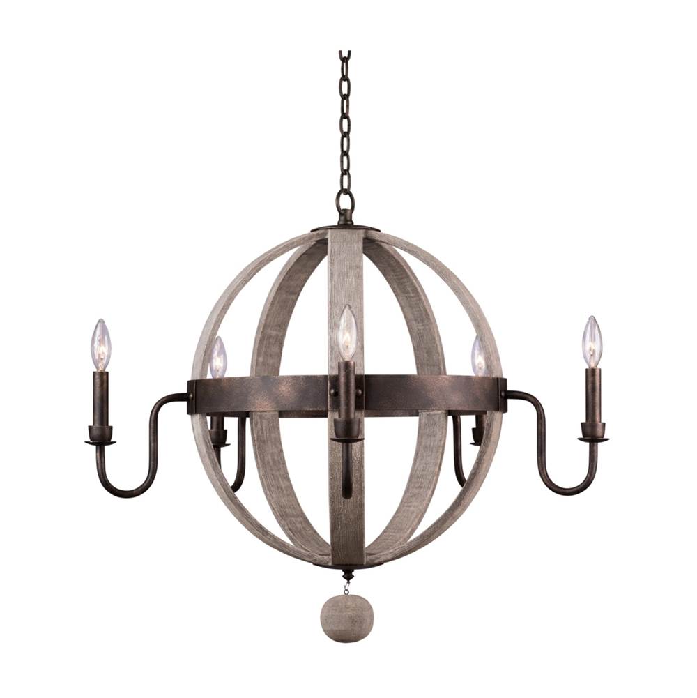 Kalco Lighting Harper 32-in 5 Light Socket Florence Gold Chandelier