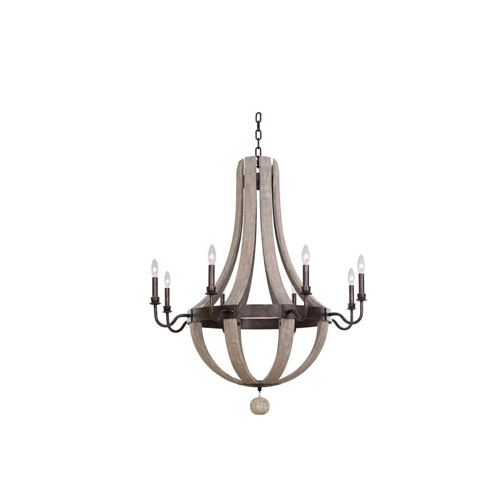 Kalco Lighting Harper 36-in 8 Light Socket Florence Gold Chandelier