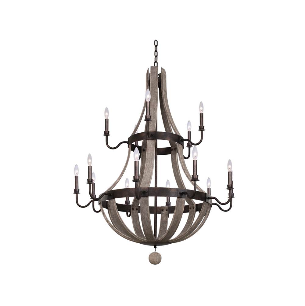 Kalco Lighting Harper 40-in 15 Light Socket Florence Gold Tiered Chandelier