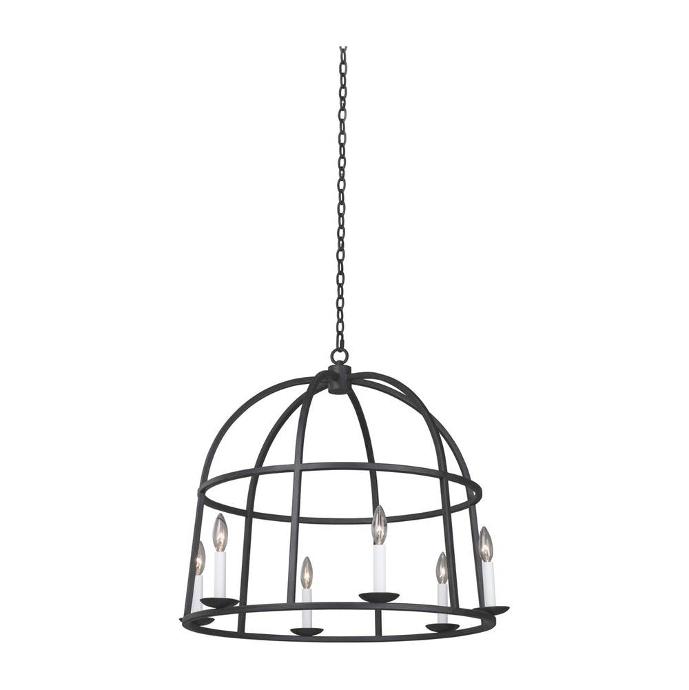 Kalco Lighting Wickenburg 28-in 6 Light Socket Black Iron Chandelier