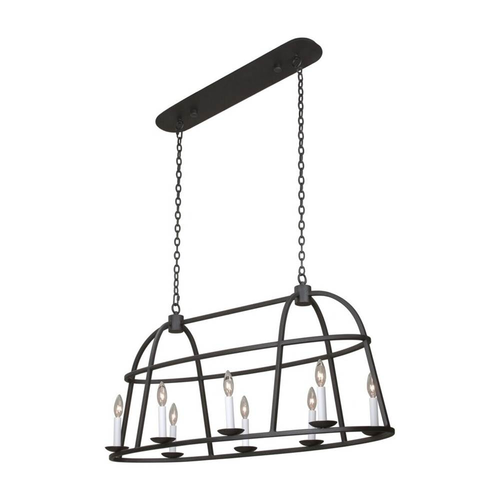 Kalco Lighting Wickenburg 42-in 8 Light Socket Black Iron Linear Pendant