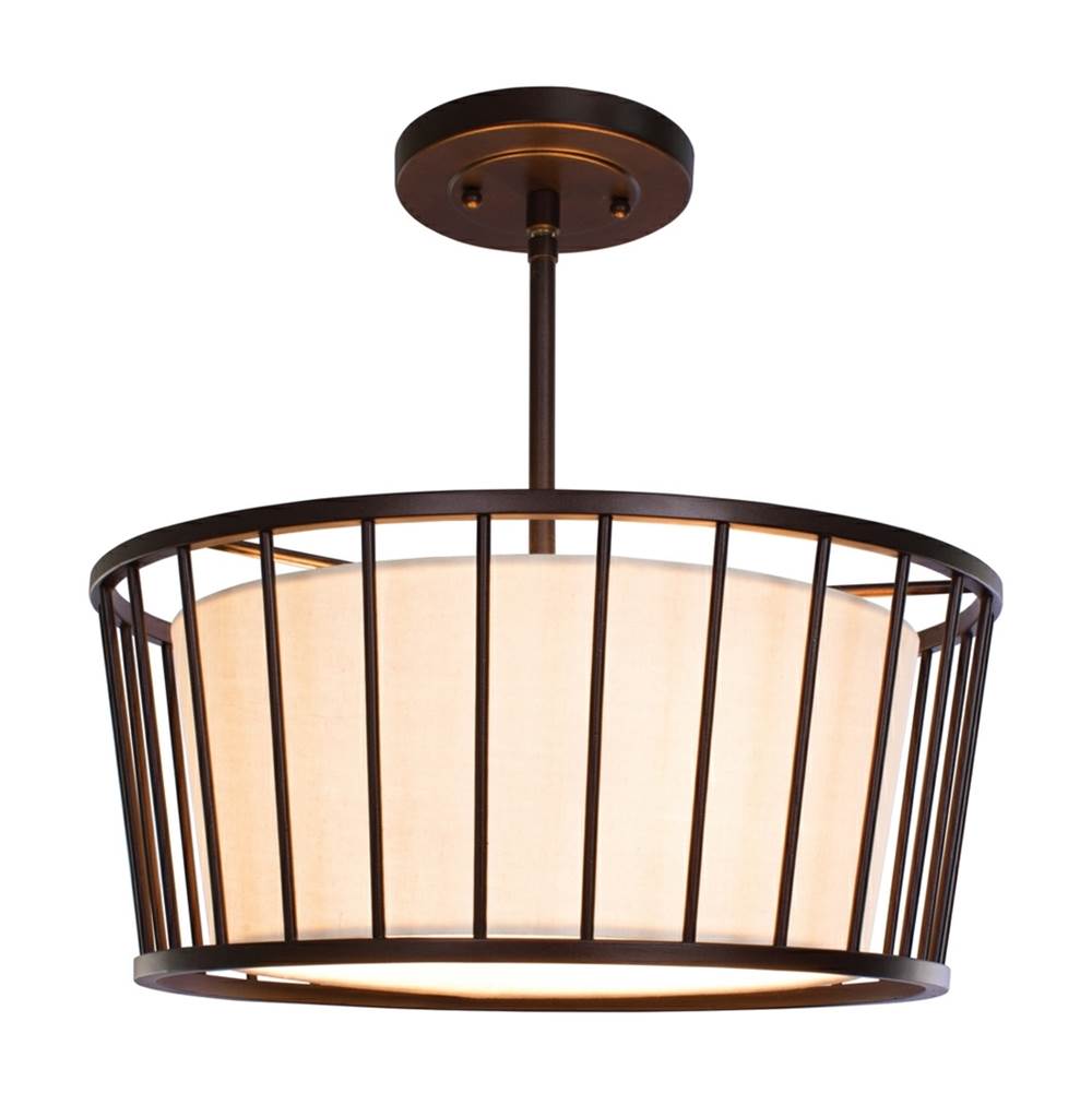 Kalco Lighting Pacifica 16-in 3 Light Socket Bronze Semi-flush Mount
