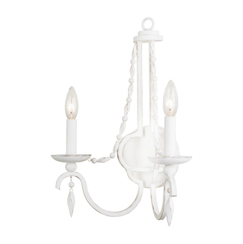 Kalco Lighting Acadia 18-in 2 Light Socket Distressed White Wall Sconce