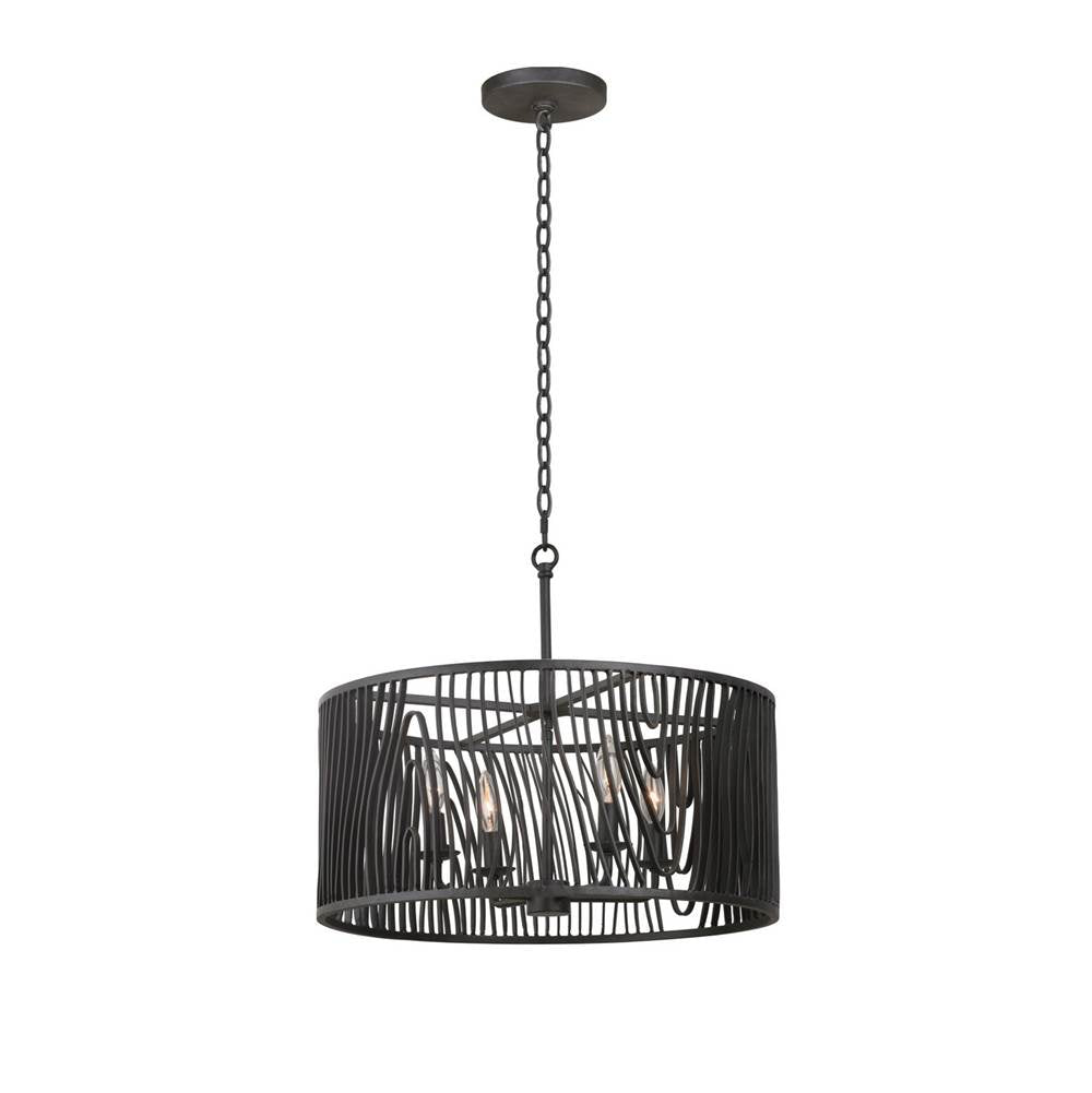 Kalco Lighting Morre 21-in 4 Light Socket Black Iron Semi-flush Mount