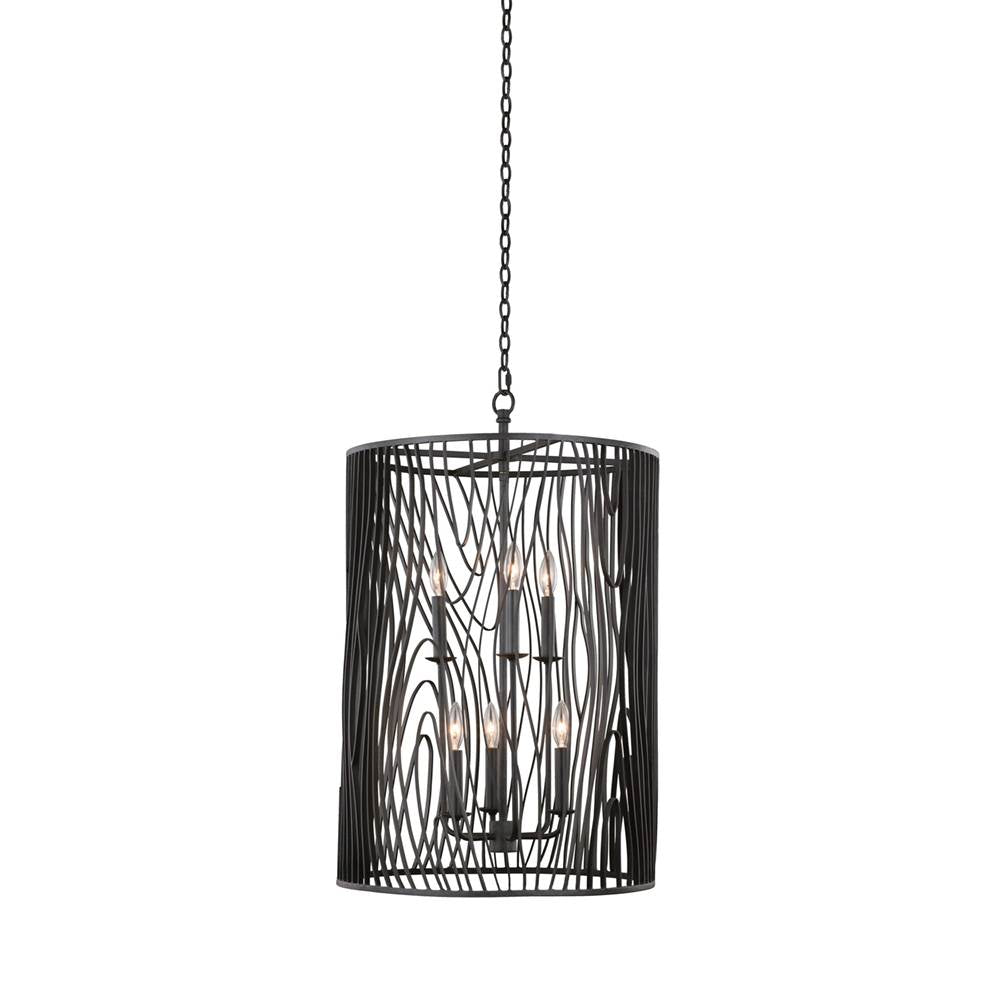 Kalco Lighting Morre 20-in 6 Light Socket Black Iron Pendant