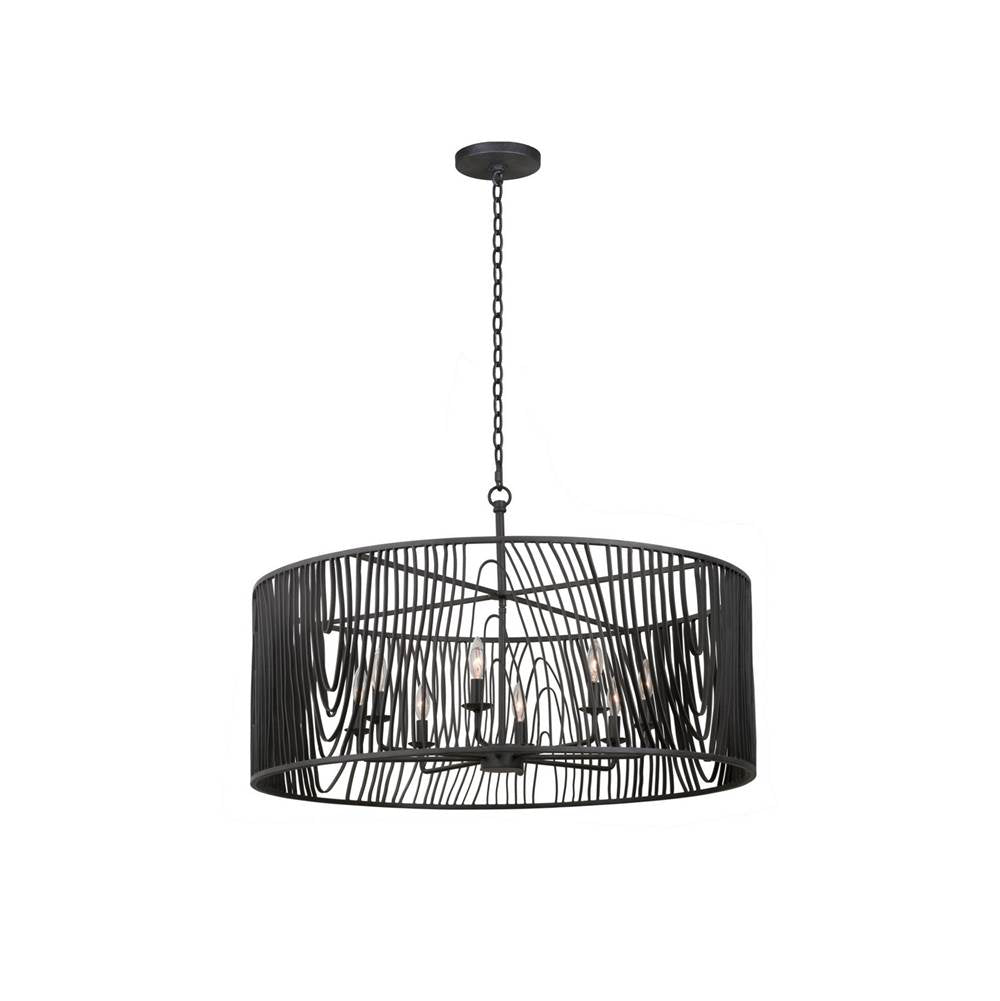 Kalco Lighting 507552BI Black Iron Morre 36-in 8 Light Socket Black Iron Chandelier Image 1