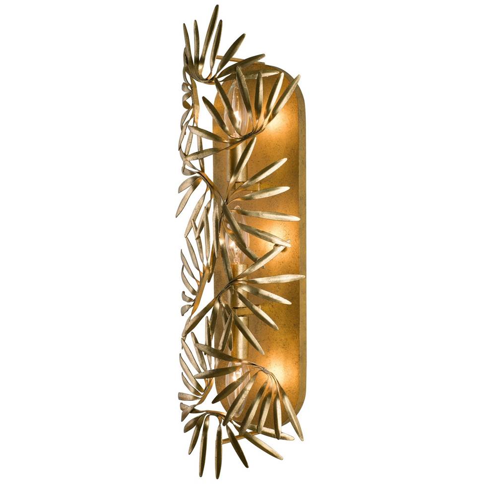 Kalco Lighting Jardin 22-in 3 Light Socket Oxidized Gold Leaf Wall Sconce