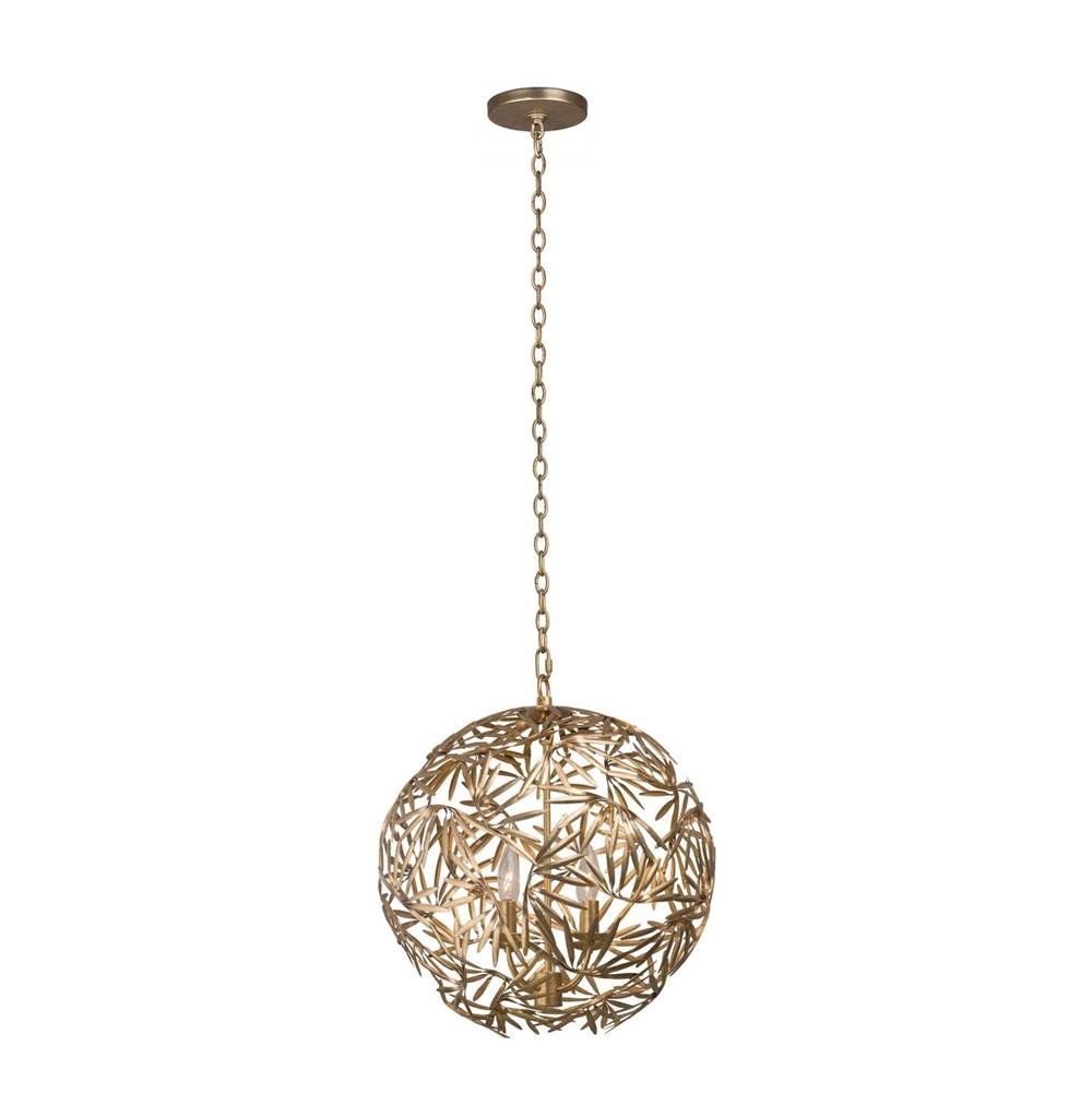 Kalco Lighting Jardin 18-in 4 Light Socket Oxidized Gold Leaf Pendant