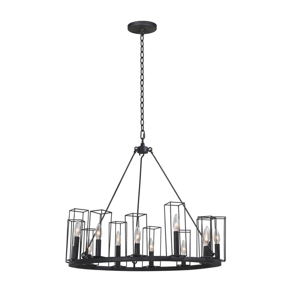 Kalco Lighting Allston 28-in 12 Light Socket Black Iron Chandelier