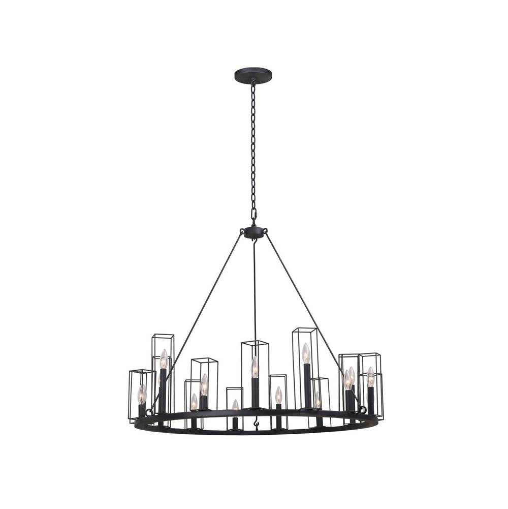 Kalco Lighting Allston 36-in 15 Light Socket Black Iron Chandelier