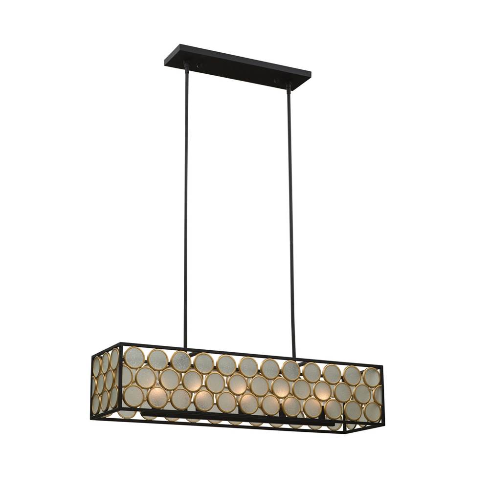 Kalco Lighting Corsa 41-in 5 Light Socket Matte Black W Gold Linear Pendant