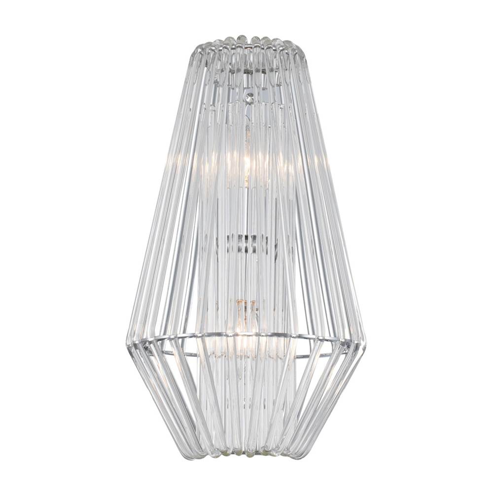 Kalco Lighting Taza 16-in 2 Light Socket Polished Chrome Wall Sconce