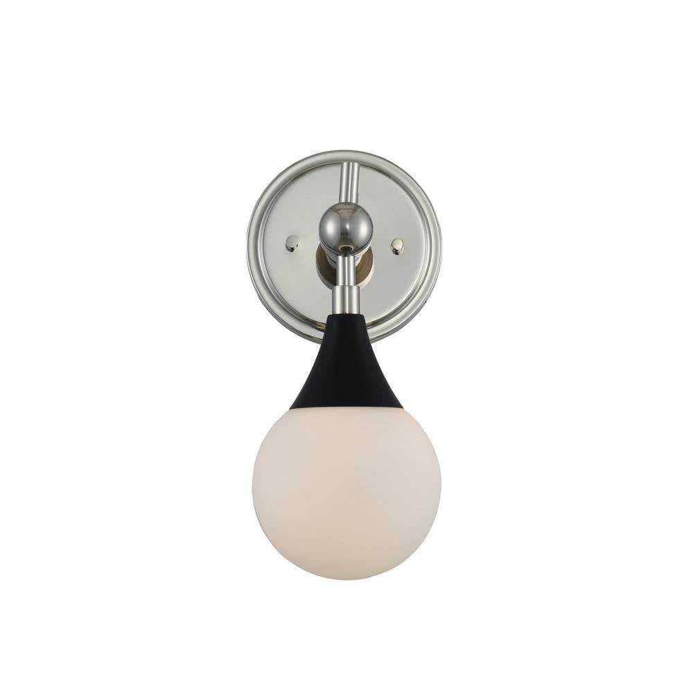 Kalco Lighting Bogart 5-in 1 Light Socket Matte Black W/ Polished Nickel Bath Wall Sconce