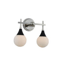 Kalco Lighting Bogart 14-in 2 Light Socket Matte Black W/ Polished Nickel Bath Wall Sconce