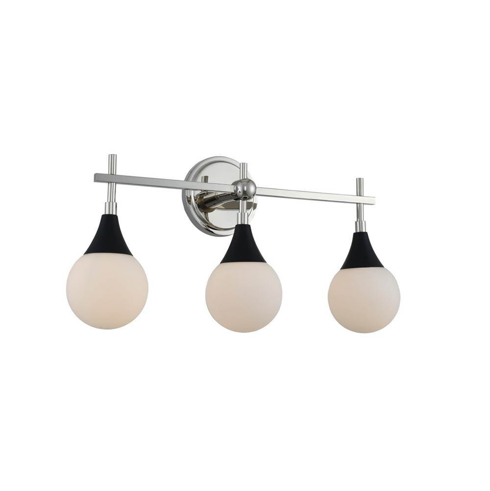 Kalco Lighting Bogart 22-in 3 Light Socket Matte Black W/ Polished Nickel Vanity Light