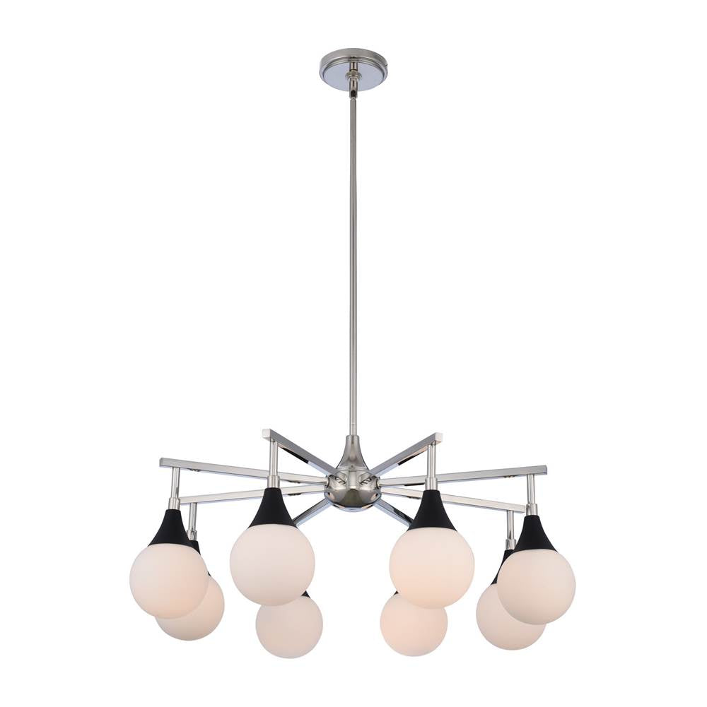 Kalco Lighting Bogart 59-in 8 Light Socket Matte Black W/ Polished Nickel Chandelier