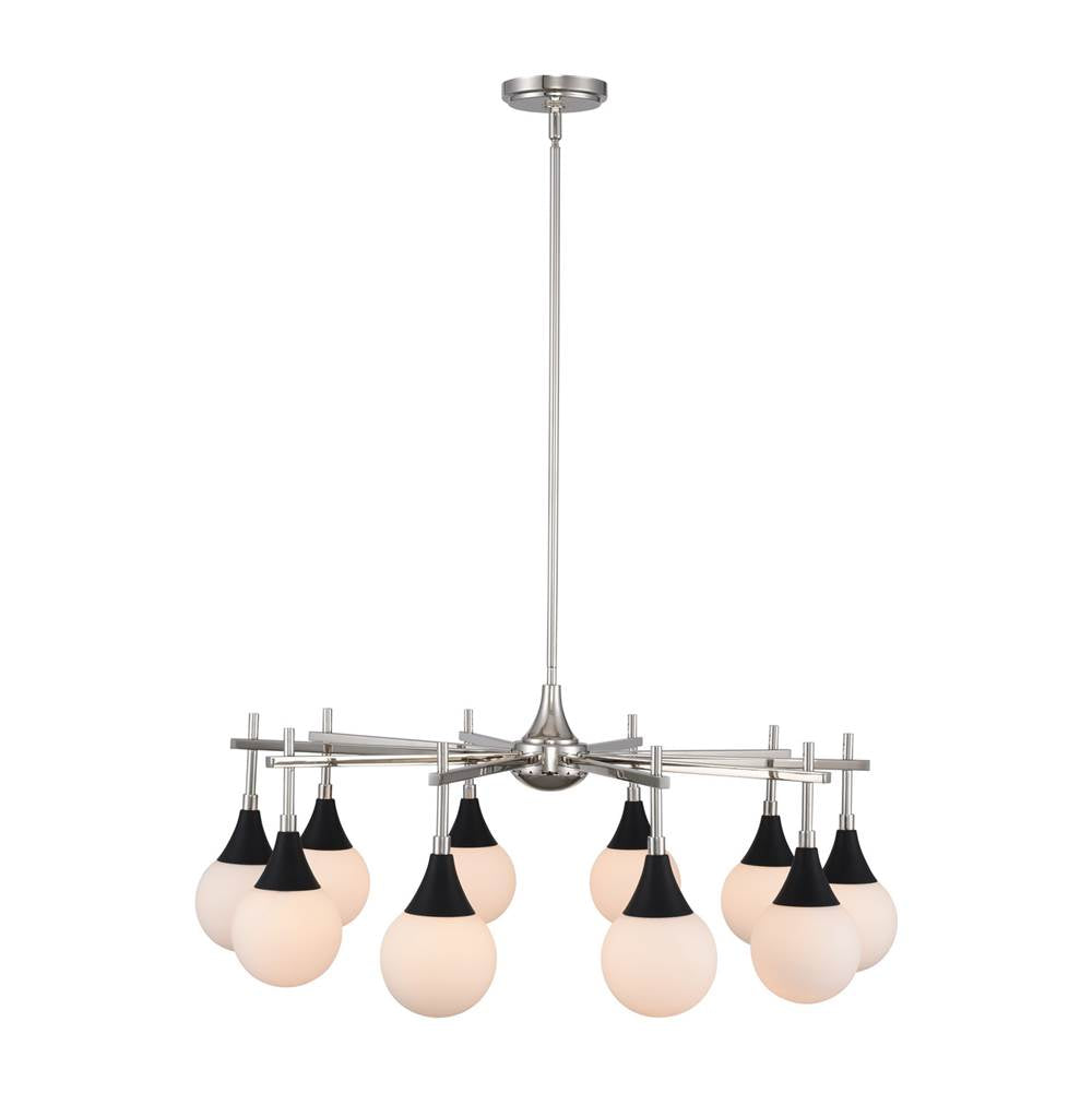 Kalco Lighting 508571BPN Matte Black With Polished Nickel Bogart 59-in 10 Light Socket Matte Black W/ Polished Nickel Chandelier Image 1