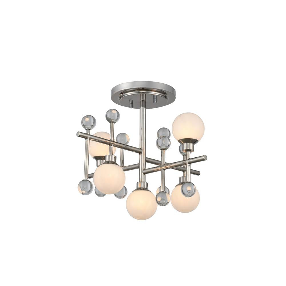 Kalco Lighting Mercer 16-in 5 Light Socket Polished Nickel Semi-flush Mount