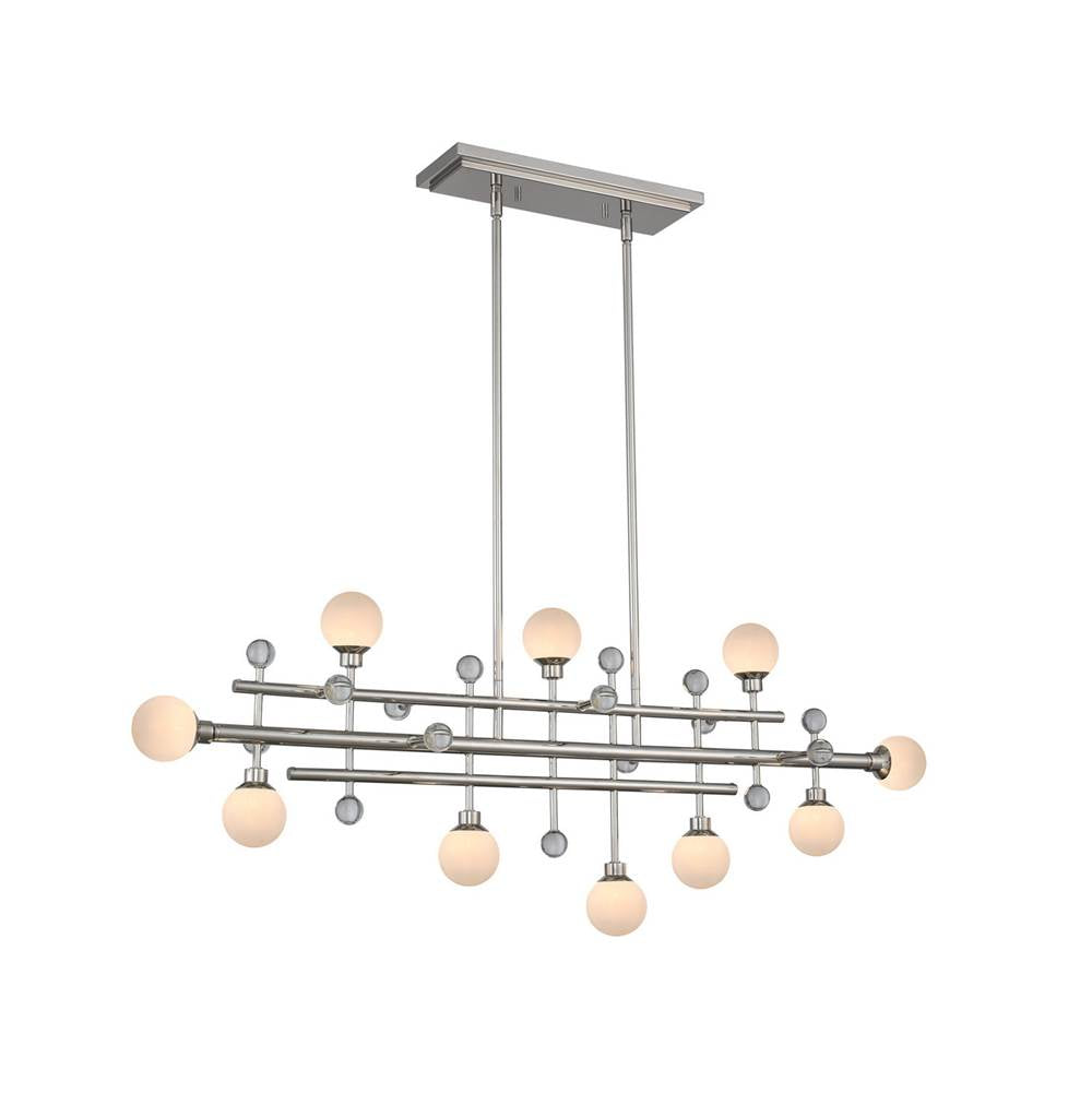 Kalco Lighting Mercer 44-in 10 Light Socket Polished Nickel Linear Pendant