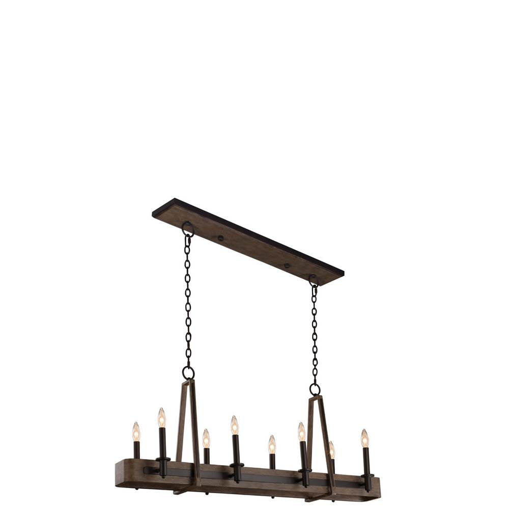 Kalco Lighting Duluth 42-in 8 Light Satin Bronze Linear Pendant