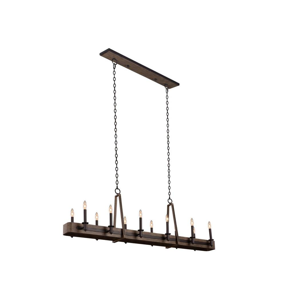 Kalco Lighting Duluth 60-in 12 Light Satin Bronze Linear Pendant