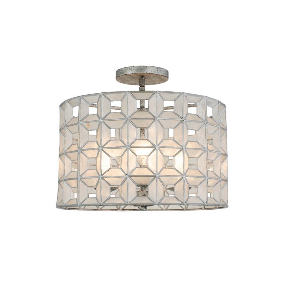 Kalco Lighting Prado 17-in 3 Light Socket Oxidized Silver Leaf Semi-flush Mount