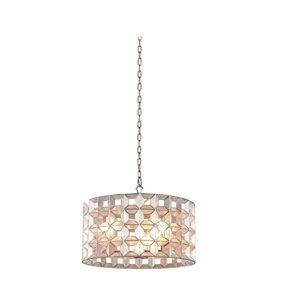 Kalco Lighting Prado 20-in 3 Light Socket Oxidized Silver Leaf Pendant