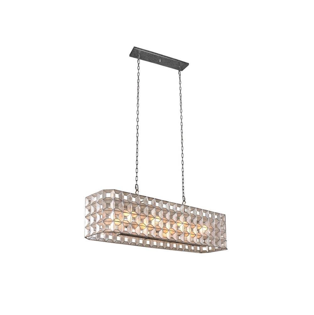 Kalco Lighting Prado 46-in 8 Light Socket Oxidized Silver Leaf Linear Pendant