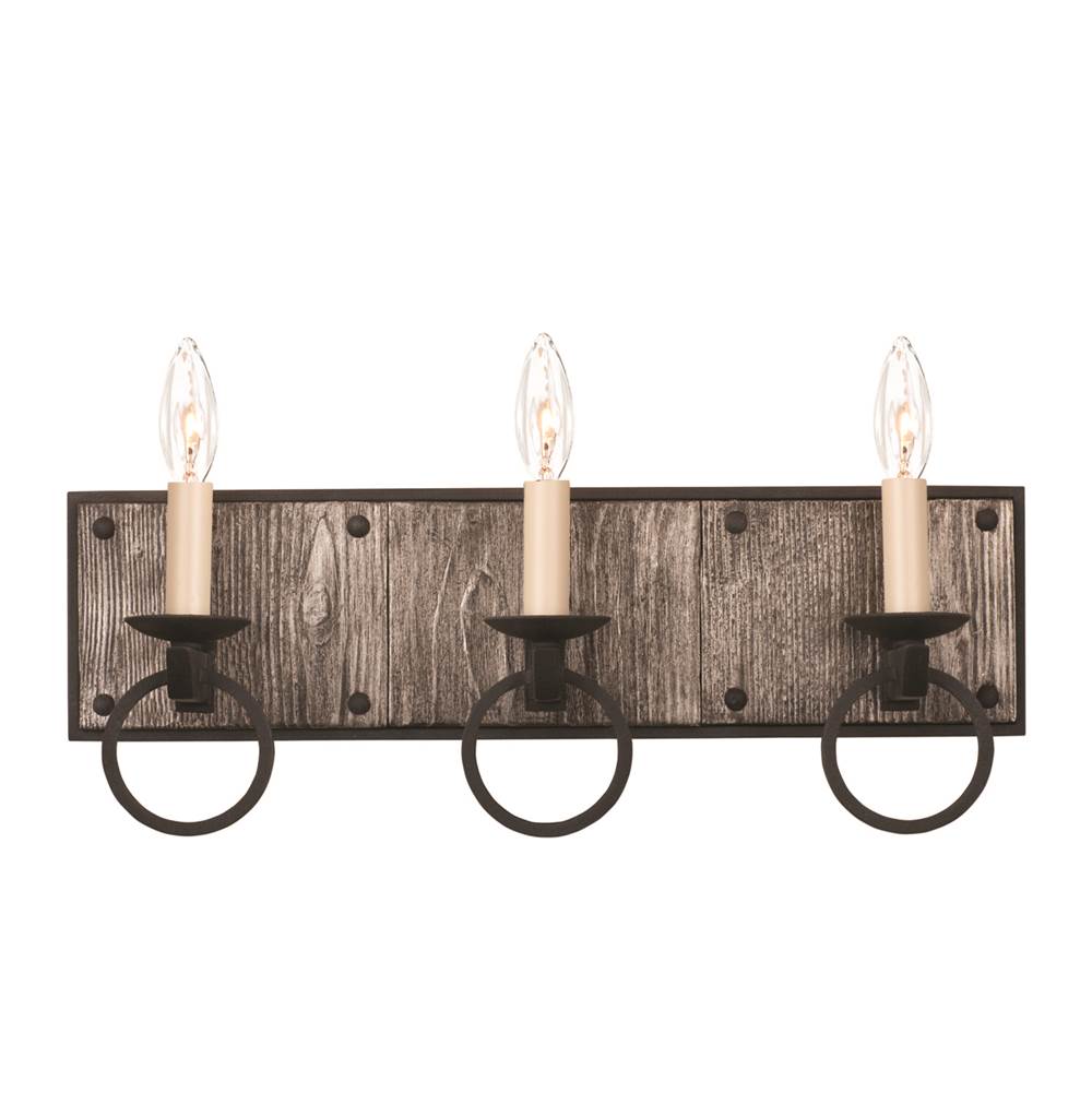 Kalco Lighting Laramie 19-in 3 Light Socket Black Iron Vanity Light