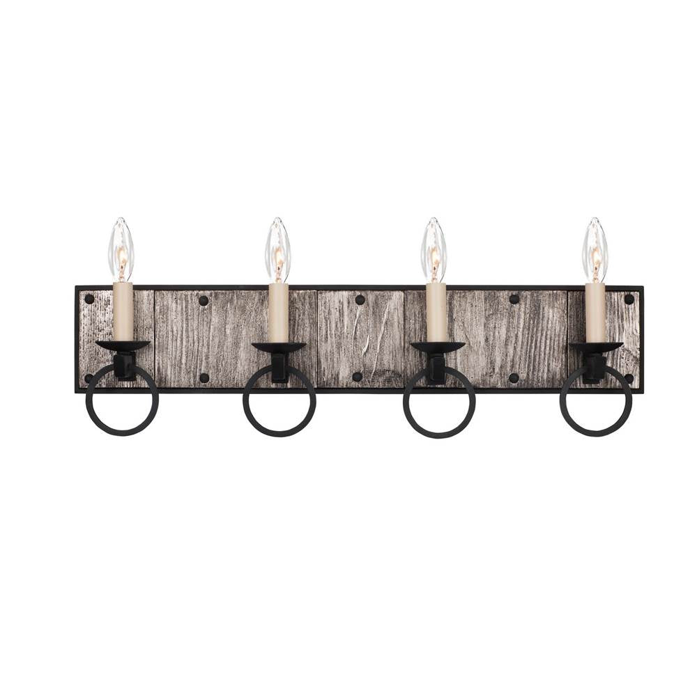 Kalco Lighting Laramie 26-in 4 Light Black Iron Vanity Light