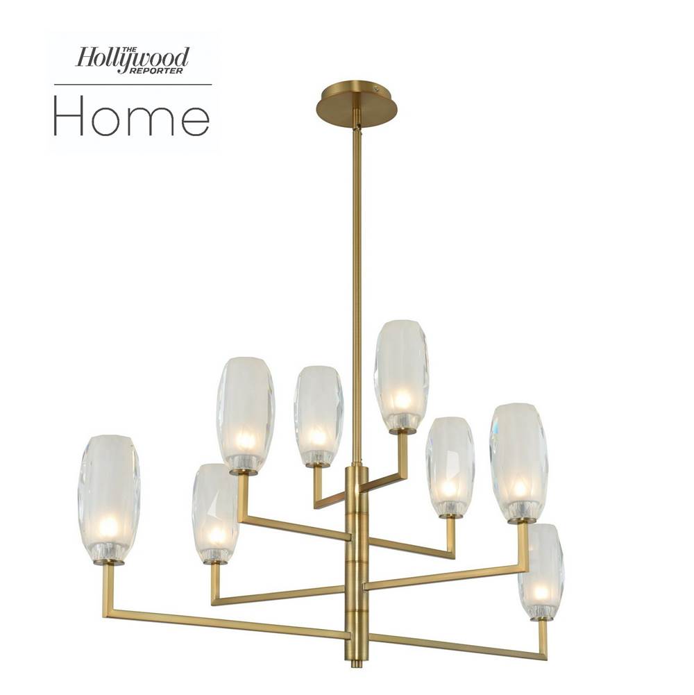 Kalco Lighting 511560WB Winter Brass June 44-in 8 Light Socket Winter Brass Linear Pendant Image 1