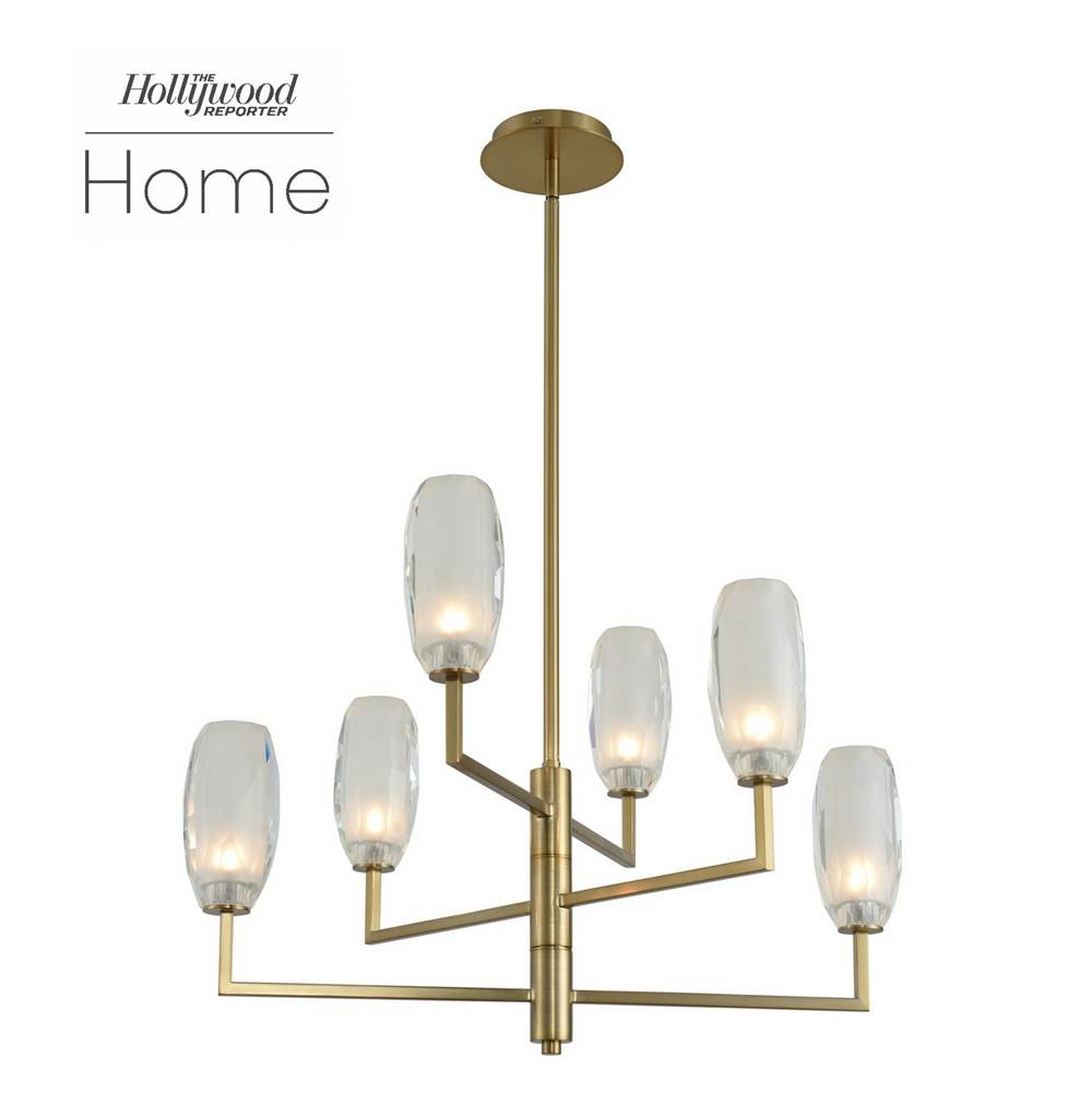 Kalco Lighting June 28-in 6 Light Socket Winter Brass Chandelier