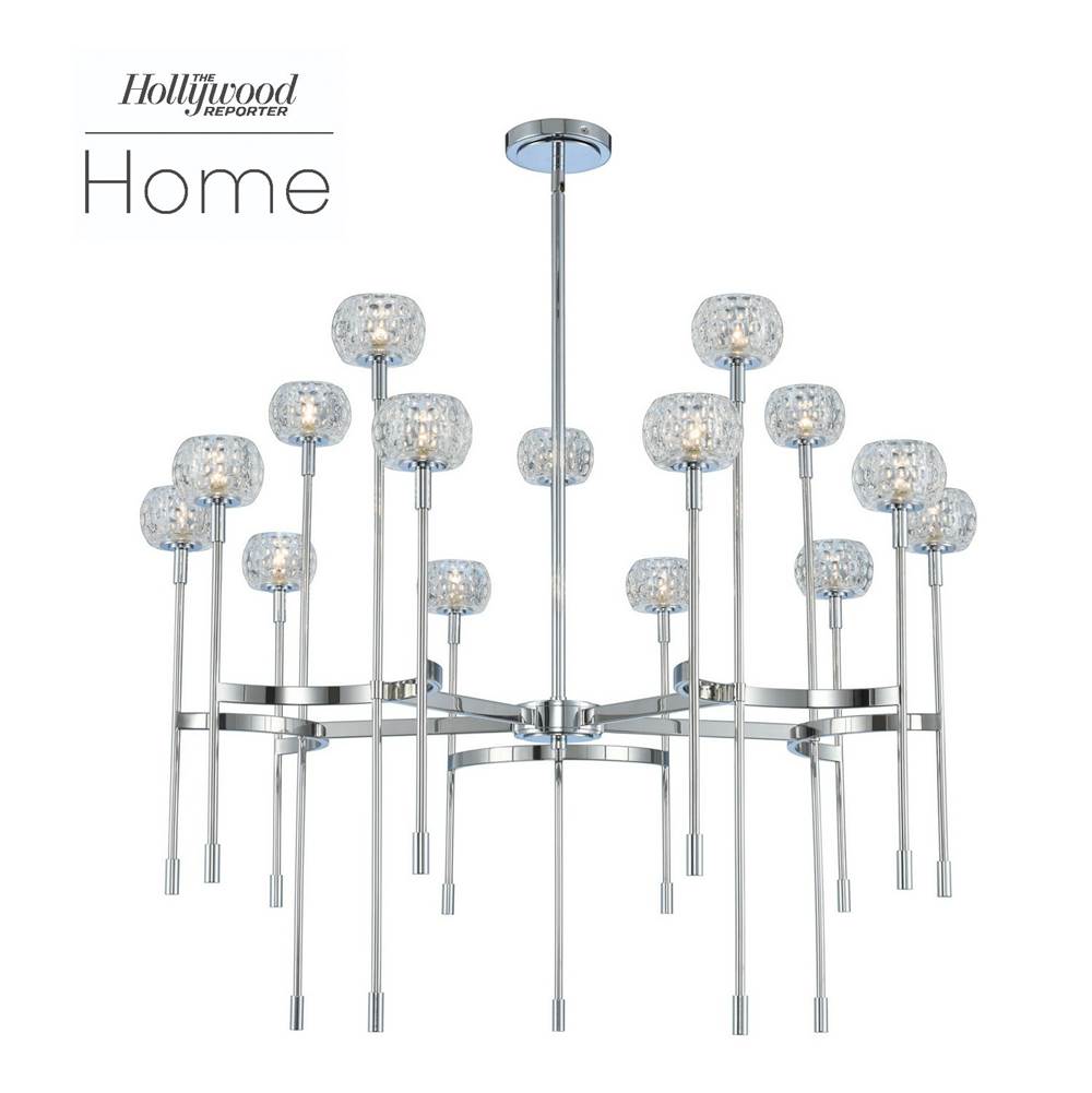 Kalco Lighting 511675CH Polished Chrome Mae 38-in 15 Light Socket Polished Chrome Tiered Chandelier Image 1