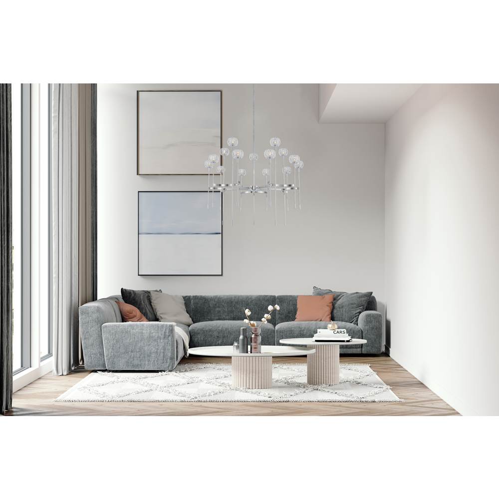 Kalco Lighting Mae 38-in 15 Light Socket Polished Chrome Tiered Chandelier