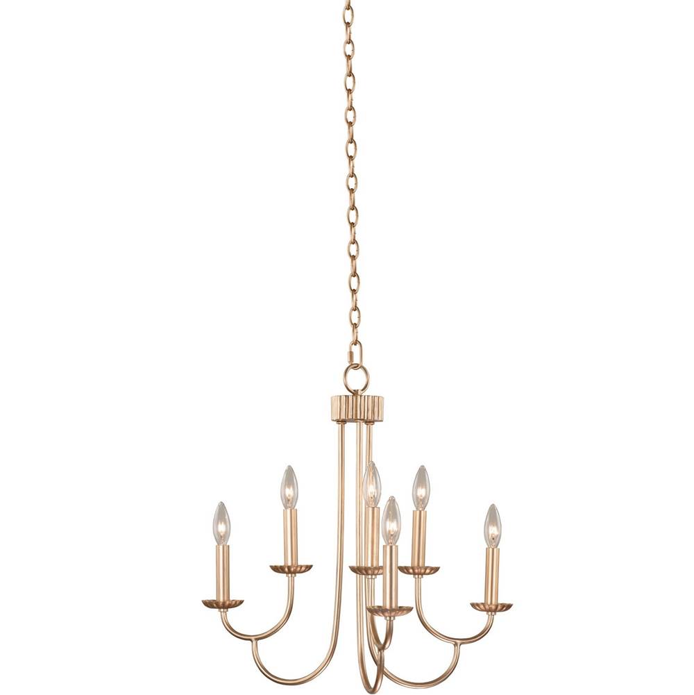 Kalco Lighting 511771MG Modern Gold Kiera 22-in 6 Light Socket Modern Gold Tiered Chandelier Image 1