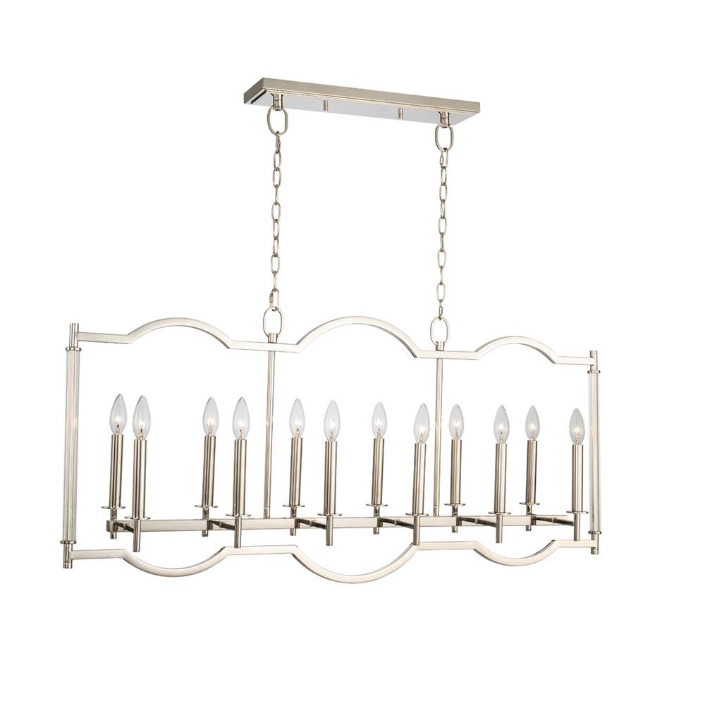 Kalco Lighting Provence 44-in 12 Light Polished Nickel Linear Pendant