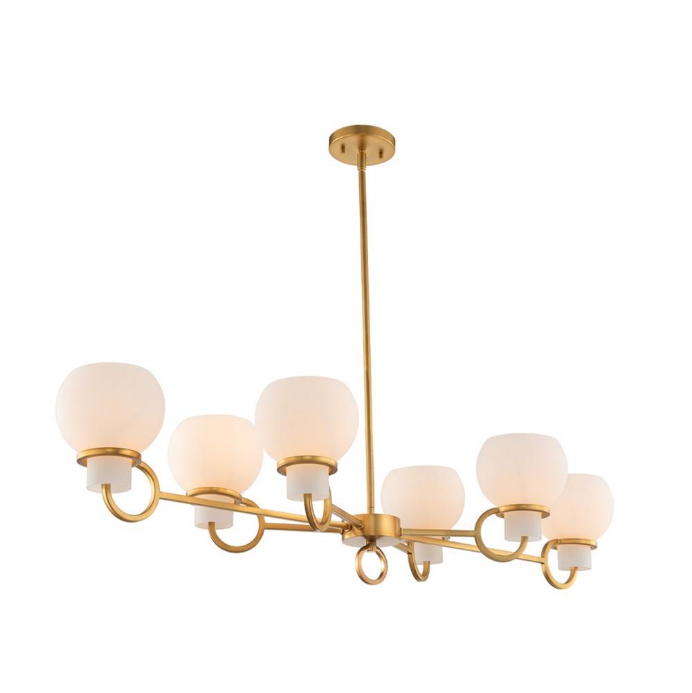 Kalco Lighting Ascher 44-in 6 Light Winter Brass Linear Pendant