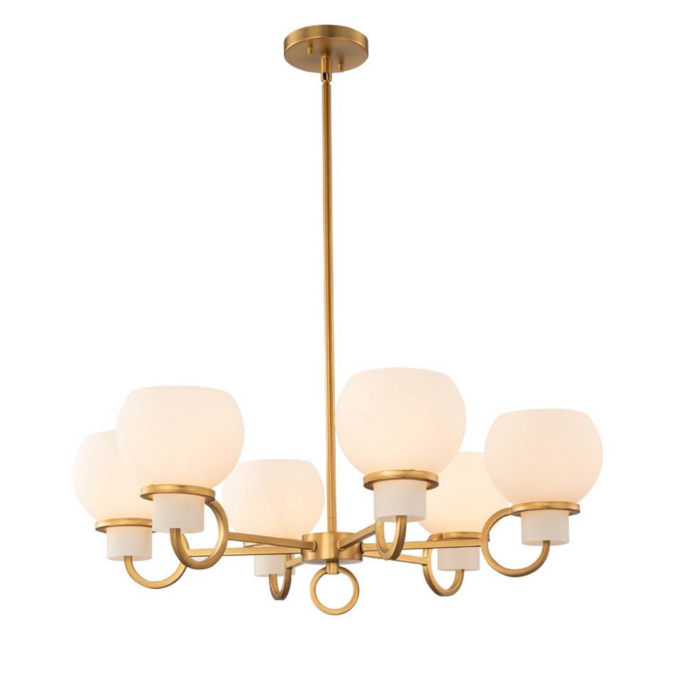 Kalco Lighting Ascher 28-in 6 Light Socket Winter Brass Chandelier