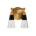 Kalco Lighting Ponti 8-in 2 Light Matte Black W/ New Brass Bath Wall Sconce